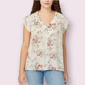 BUFFALO David Bitton Flutter Sleeve Floral Top | Size Large